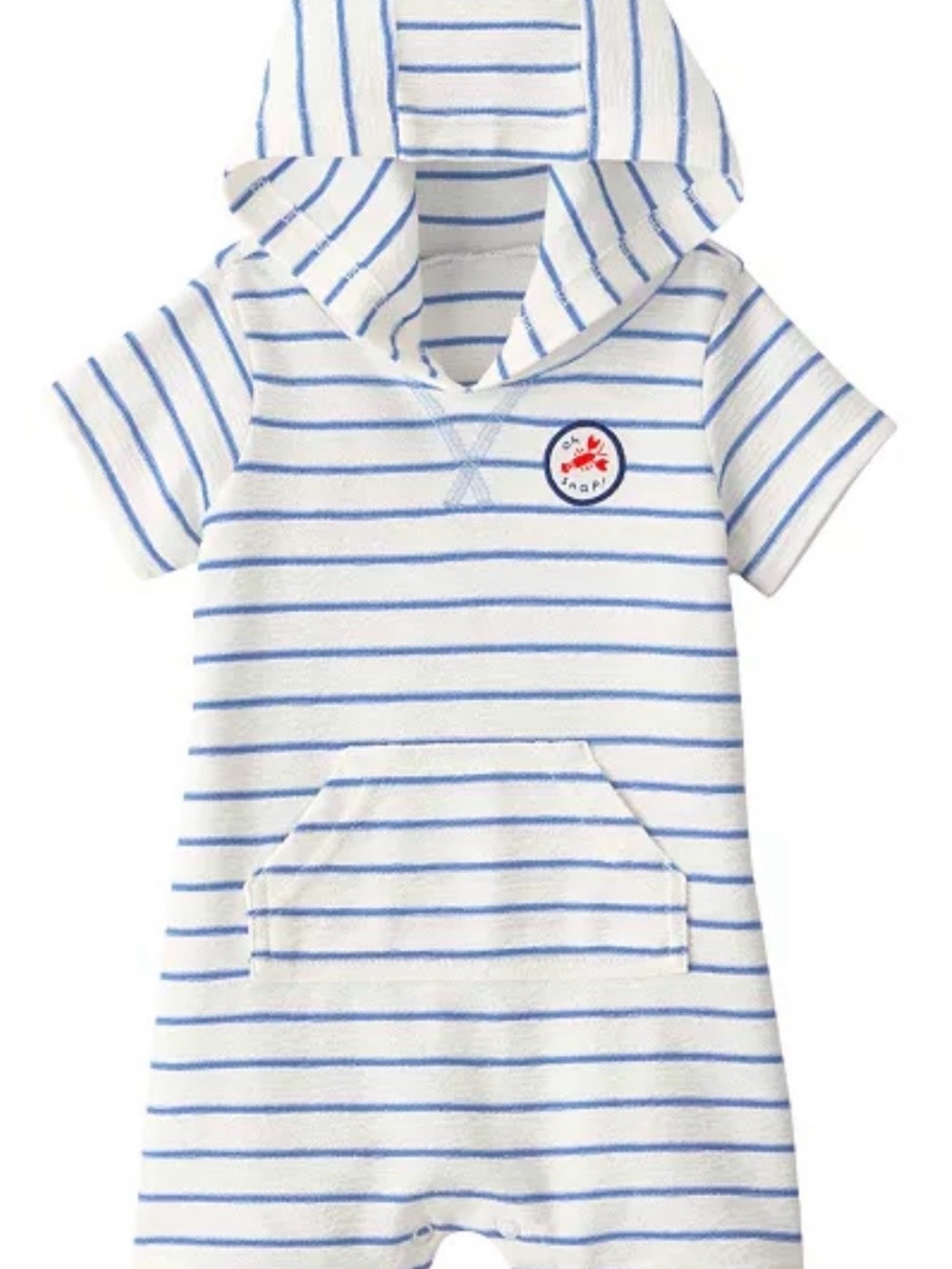 Carter's Striped Hooded Baby Romper in Cream and Blue